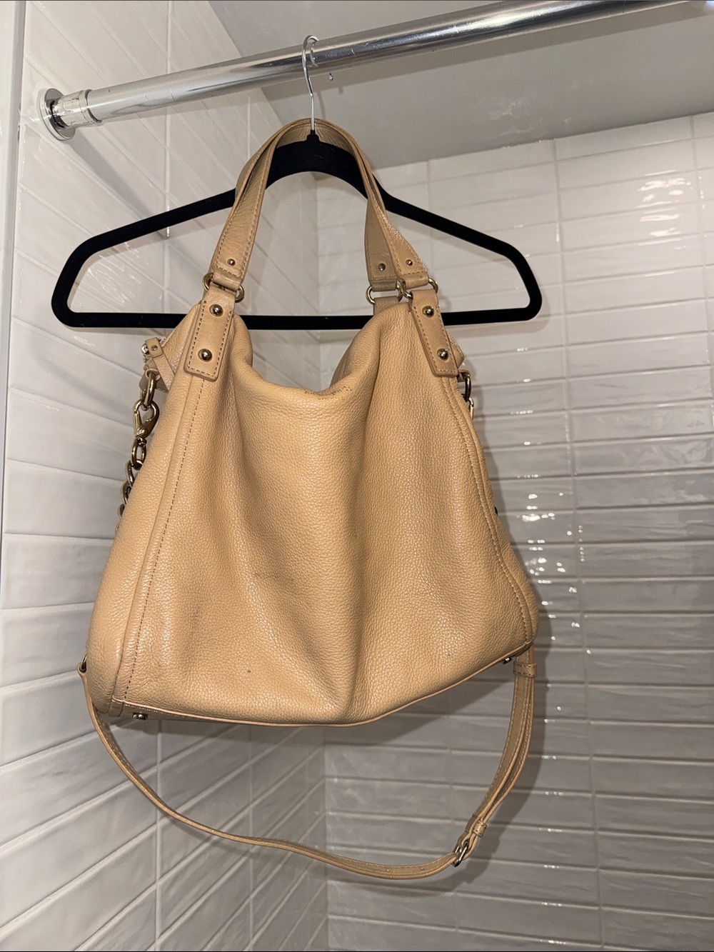 Y2K Kate Spade Beige Pebbled Leather Shoulder Hobo Bag